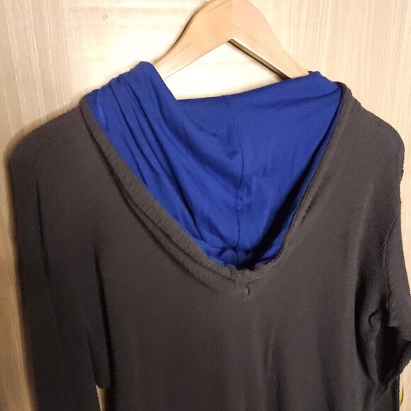 Colosseum University Of Kansas New Mens Grey Waffle Knit Hooded Shirt - Picture 4 of 7